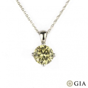 18k W/G Fancy Coloured Round Brilliant Cut Diamond Pendant 1.50ct
